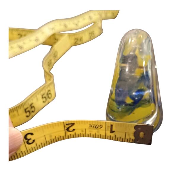 Mtarfa Art Glass Blue Yellow Paperweight Maltese Glassware Collectable VGUC - Picture 7 of 9